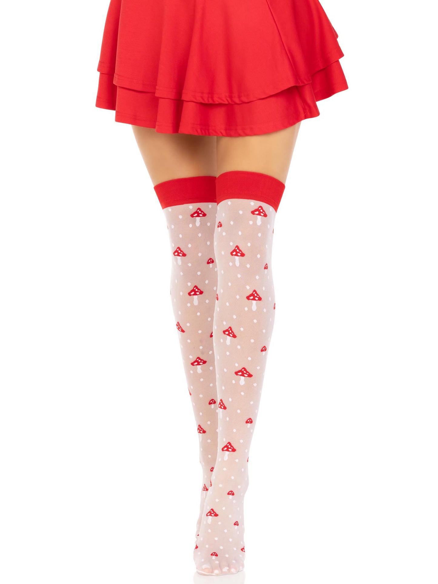 "Polka Dot Mushroom Thigh High - One Size - White/red LA-6217WHRDOS"
