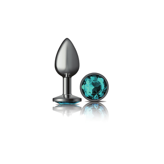 "Teal Round Gem Gunmetal Metal Plug - Sm VB-CC9120"