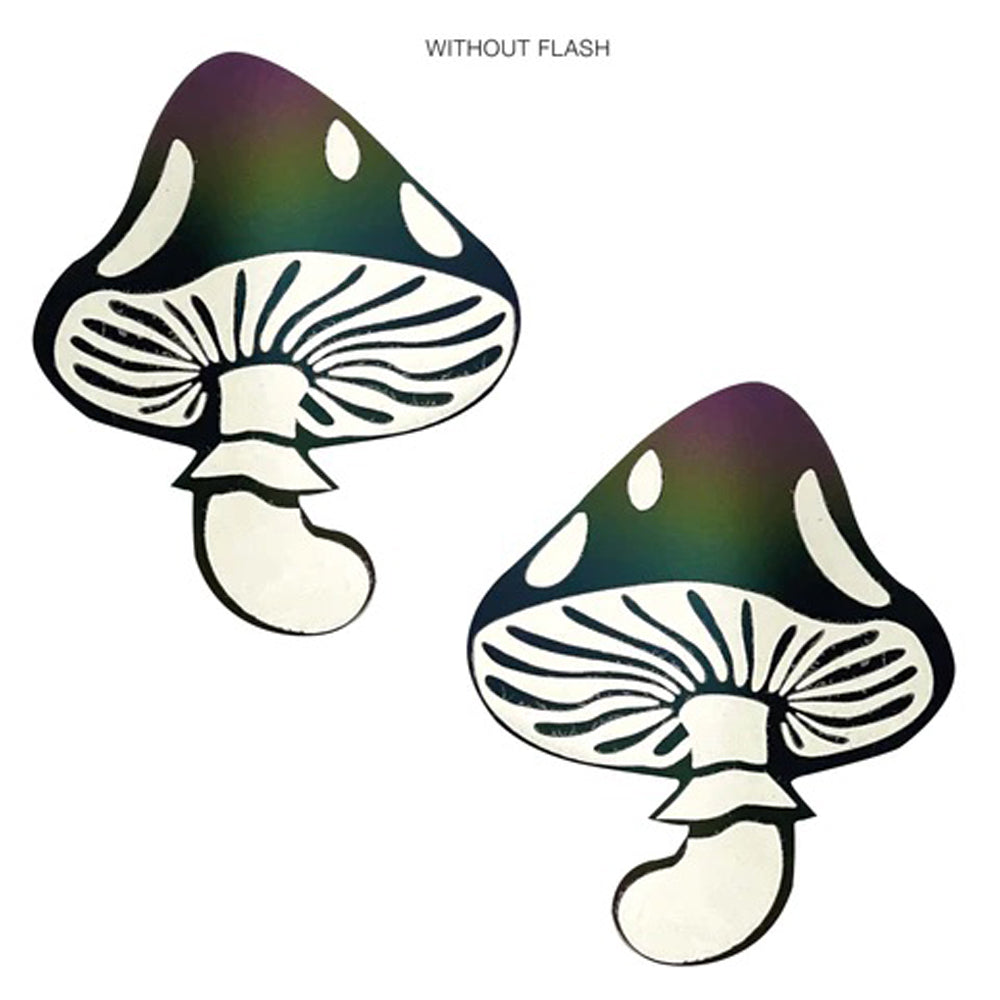 "Rainbow Reflective Toadstool Nipple Cover Pasties NN-WHI-TOD-RBR"