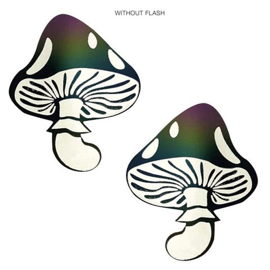 "Rainbow Reflective Toadstool Nipple Cover Pasties NN-WHI-TOD-RBR"
