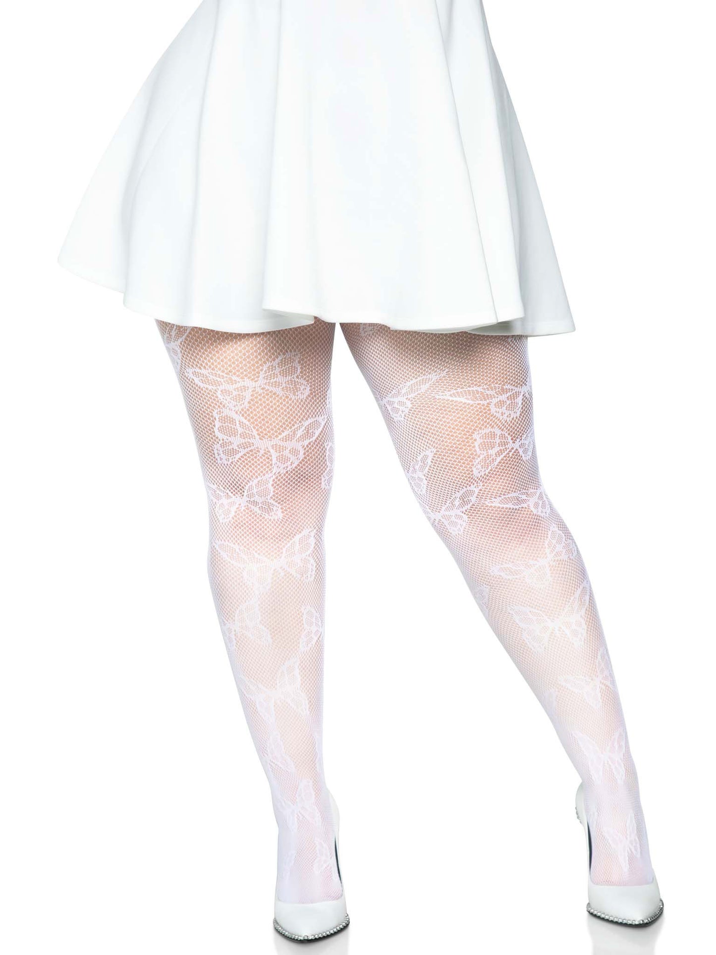 "Butterfly Net Tights - 1x/2x - White LA-1412XWHT1X2"
