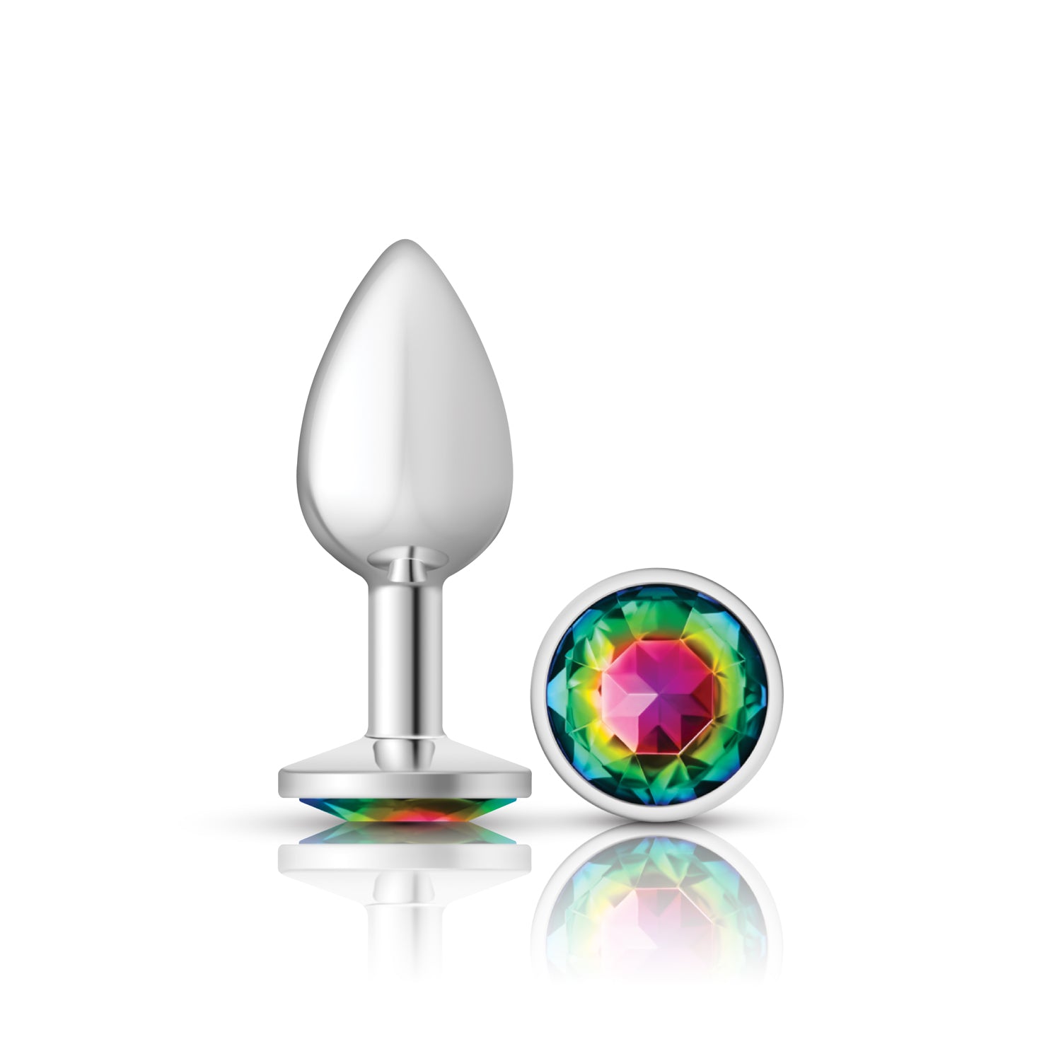 Cheeky Charms-Silver Metal Butt Plug- Round-Rainbow-Small VB-CC9117