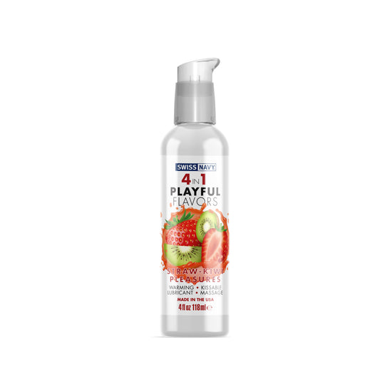 "Swiss Navy 4-in-1 Playful Flavors - Strawberry Kiwi Pleasures - 4 Fl. Oz. MD-SN4N1FSKP4"