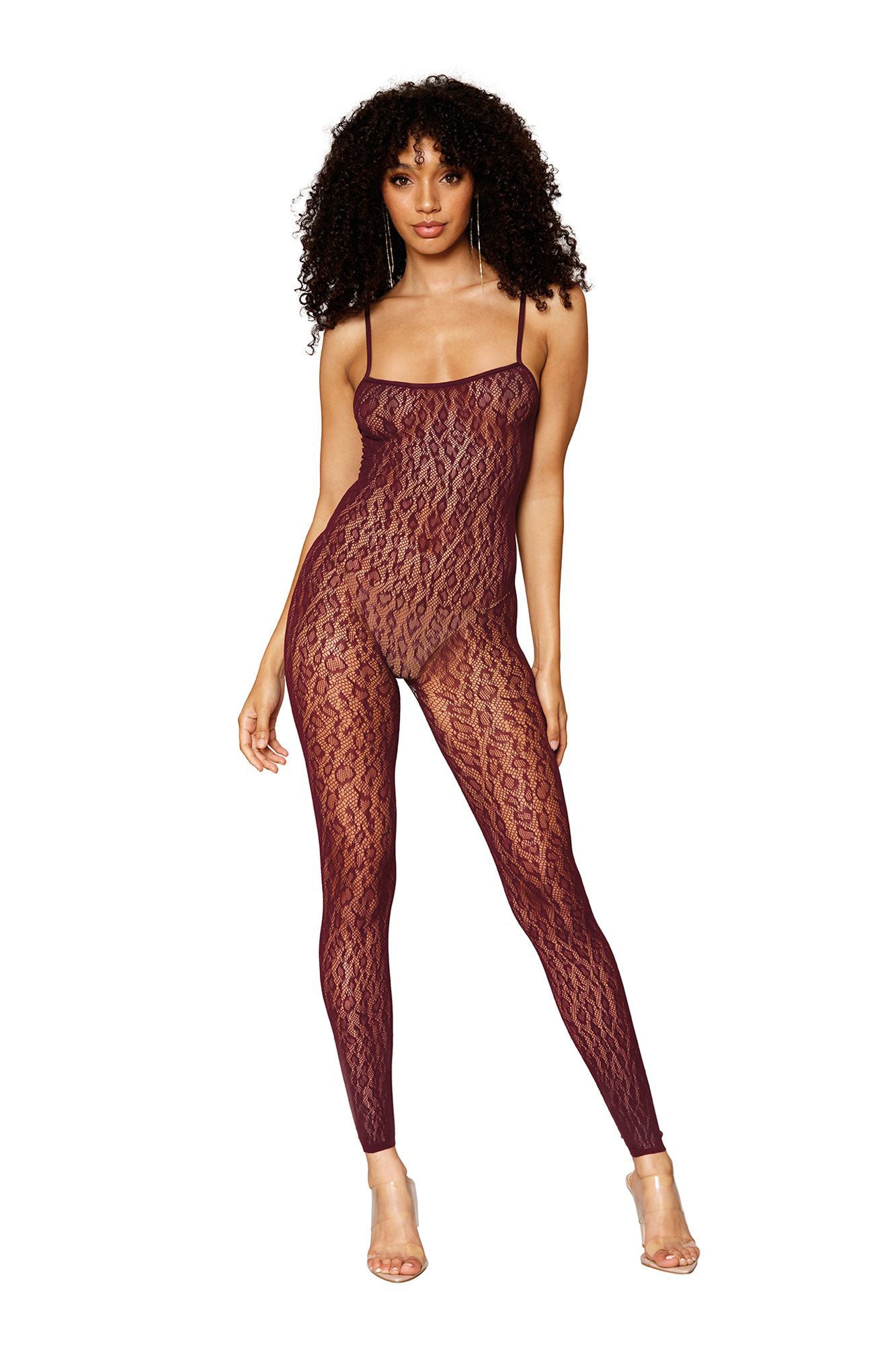 "Catsuit Bodystocking and Shrug - One Size - Burgundy DG-0417BUROS"